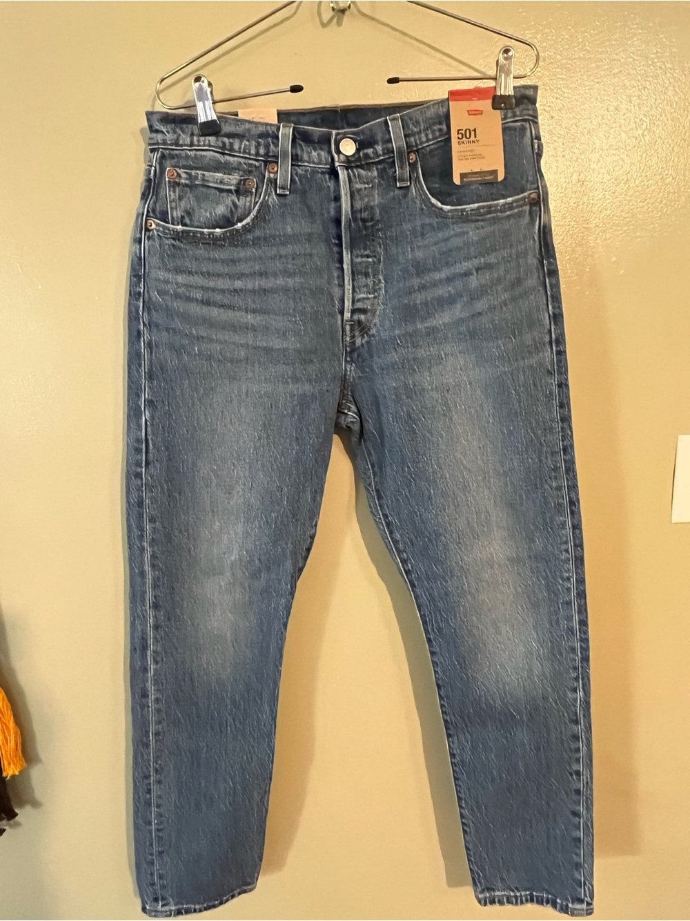 Levi's 501S Womens Blue Skinny Fit Jeans Button Fly Cotton Size 30x28 NWT